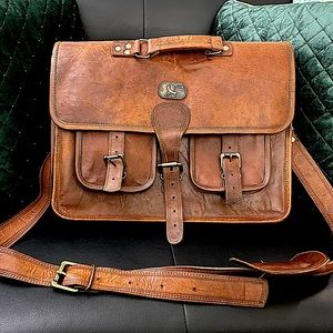 Brown Handmade Laptop Leather Bags, Pure Leather: Yes